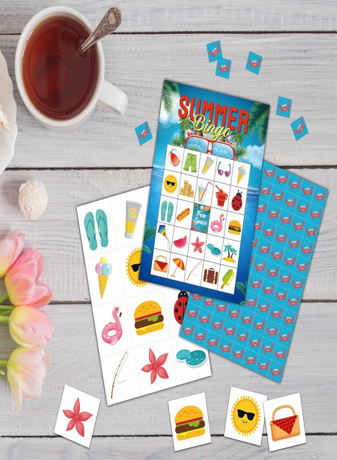 KFNER Summer Bingo Games - Hawaiian Luau Bingo Card - 24 Players Beach Bingo Game Set for Adult Family Friends - School Classroom Outdoor Activities - Tropical Summer Party Favors Supplies -C05 - Image 3